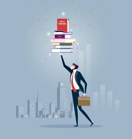 Businessman and books. knowledge business education conceptのイラスト素材