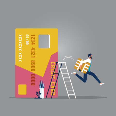 Hacker or criminal use phishing to steal online money, data or personal identity, steal smart ship from debit or credit cardのイラスト素材