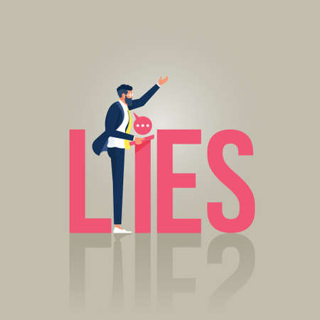 Businessman or politician on a podium giving speech with the word liesのイラスト素材