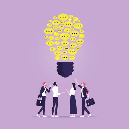 teamwork or people thinking the same idea concept, Sharing business ideasのイラスト素材