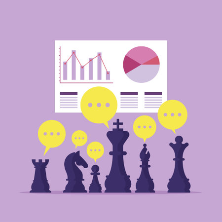 Illustrative image of chess in meeting representing business strategy planning and successful businessのイラスト素材