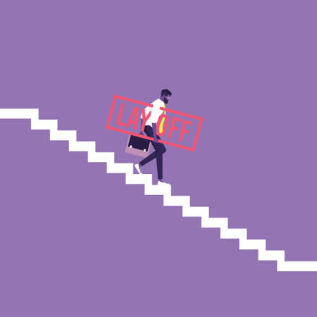 Sad businessman being fired because of economic downturn due to the coronavirus spread all over the worldのイラスト素材