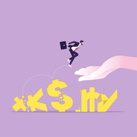 Company investment or money loan to overcome profit problems, Helpful payment from insurance, Helping hand conceptのイラスト素材