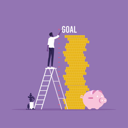 man measuring money of income, Revenue growth-measurement of income conceptのイラスト素材