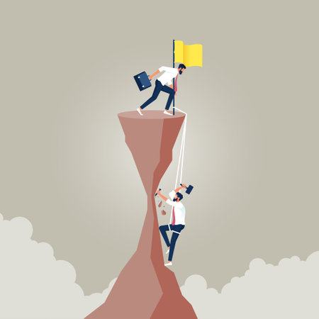 Business dishonesty, betrayal or jealousy colleague, career competitor or cheating conceptのイラスト素材