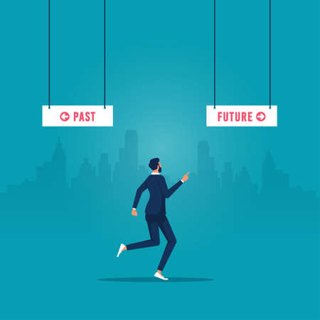 Past and future concept, Businessmen confidently choose to move forward to the futureのイラスト素材