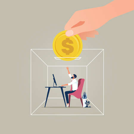 Businessman working in comfort zone, Salary man, comfort zone conceptのイラスト素材