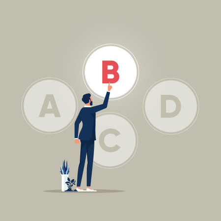backup plan concept, Businessman choosing Plan b, plan a b c d as a option, choose between four different choicesのイラスト素材