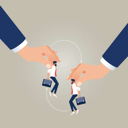 Job Rotation vector concept, business hand hold businessman Job rotation, substituted positionのイラスト素材