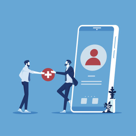 social media invitation, refer a friend, add friend conceptのイラスト素材