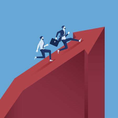 Businessman running to the top of the graph, leadership to reach business successのイラスト素材