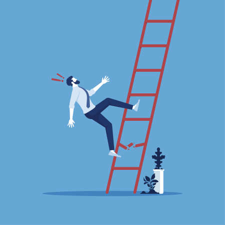 Man falling off the ladder, Concept of risk, accident, insurance vector, concept of business risk or accident conceptのイラスト素材