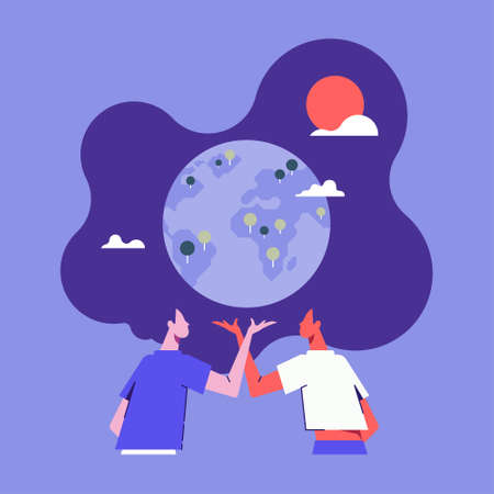 Nature biodiversity conservation as care with protection, Woman hold in hand planet earth globe, symbol of global responibility, environment conservation and energy saving conceptのイラスト素材