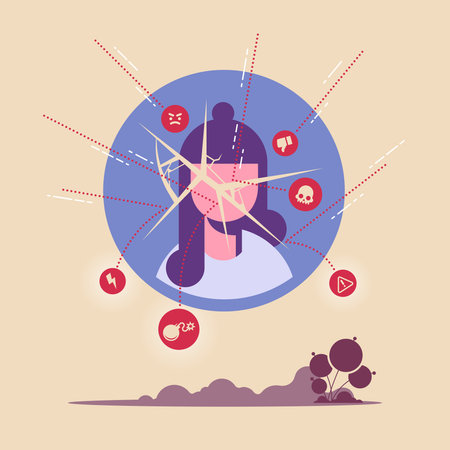 Online cyber bullying attack on social media concept, woman with cyber bullying, negative comments and insults on social networks, trolling and harassment on internetのイラスト素材