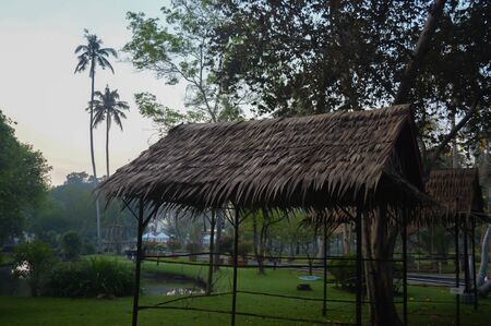 Bamboo hut in the parkの写真素材