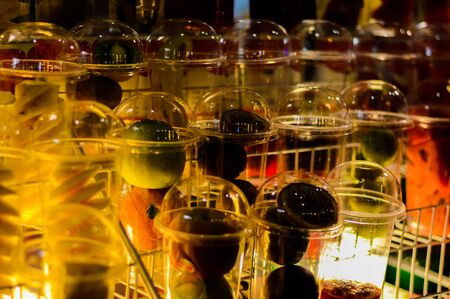 Preparations for making fruit smoothies.の写真素材