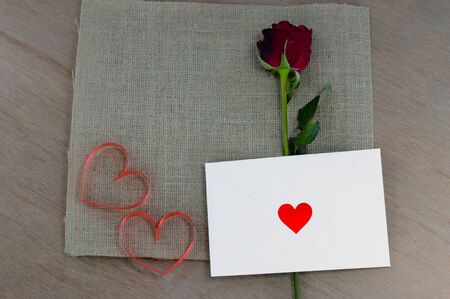 send a letter and red roses is A love confession For Valentine's Dayの写真素材