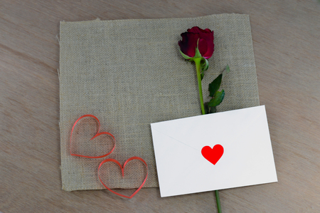 send a letter and red roses is A love confession For Valentine's Dayの写真素材