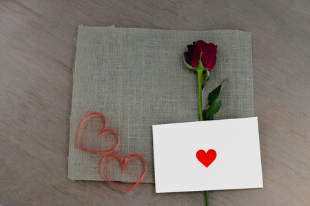 send a letter and red roses is A love confession For Valentine's Dayの写真素材