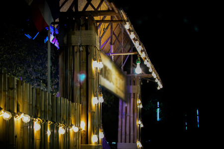 Light bulb on bamboo ,blur and bokeh.の写真素材