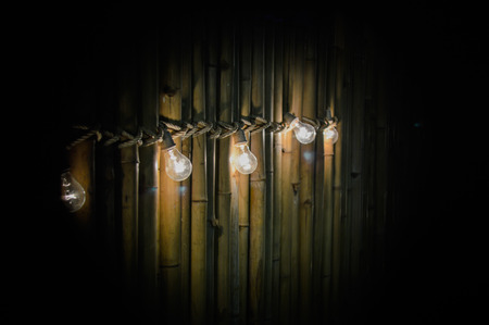 Light bulb on bamboo ,blur and bokeh.の写真素材
