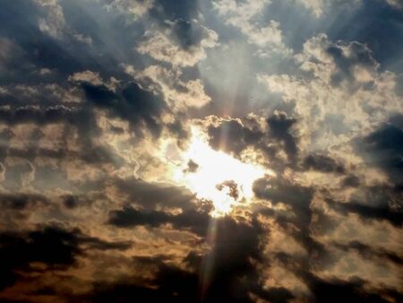 Dark Sky,Light shining, sunset, 
The sky is darkの写真素材