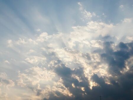 Dark Sky,Light shining, sunset, 
The sky is darkの写真素材