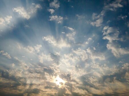 Dark Sky,Light shining, sunset, 
The sky is darkの写真素材
