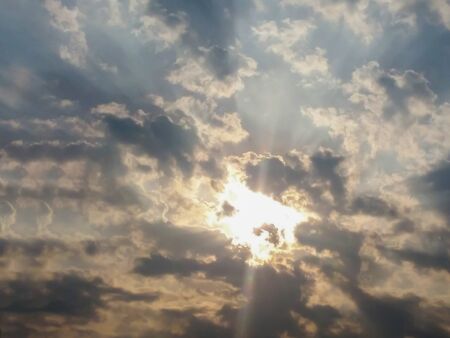 Dark Sky,Light shining, sunset, 
The sky is darkの写真素材