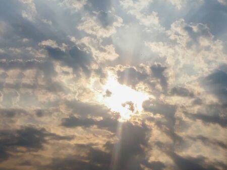 Dark Sky,Light shining, sunset, 
The sky is darkの写真素材