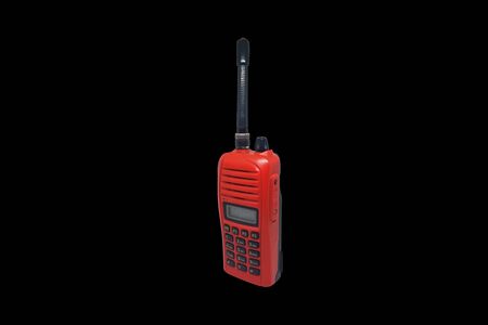Red radio communication on black background isolatedの写真素材