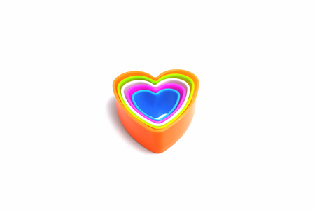 Heart multicolored stack On a white backgroundの写真素材