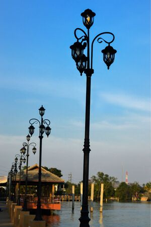 River side light, beautiful sky backgroundの写真素材