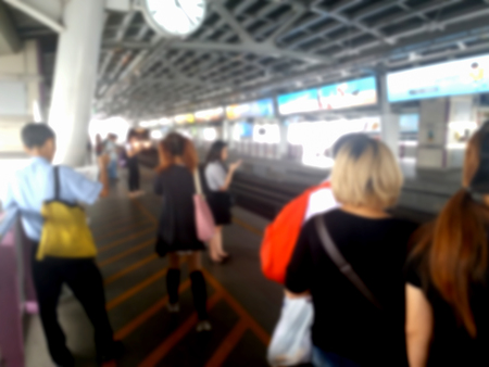 blurred photo, Blurry image, 
people At station Electric train backgroundの写真素材