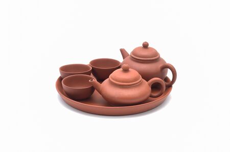 Closeup of Tea set on a white backgroundの写真素材