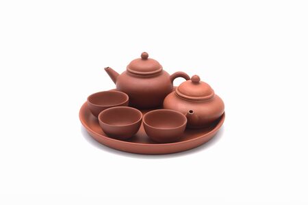 Closeup of Tea set on a white backgroundの写真素材