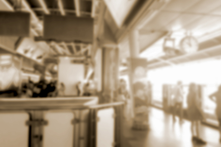 blurred photo, Blurry image, people At station Electric train, backgroundの写真素材