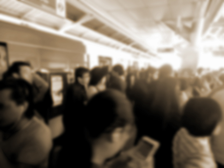 blurred photo, Blurry image, people At station Electric train, backgroundの写真素材
