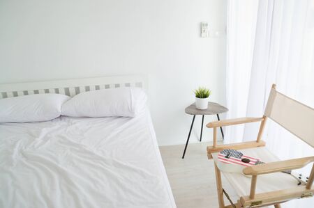 Simple  White room with potted plant greenの写真素材