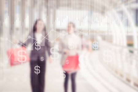 Blurred photo, Blurry image, businesswomen with shopping, backgroundの写真素材