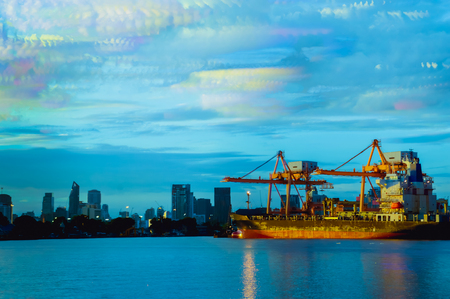 Container shipping container for export and logistics business,  time stack effect appliedの写真素材