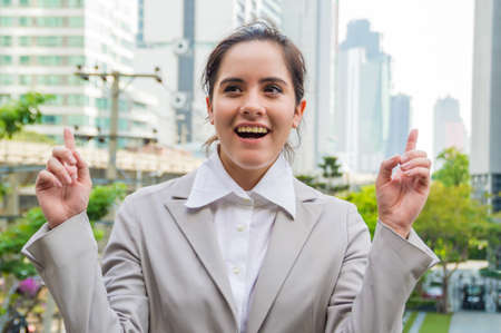 Young businesswoman look good on the outside background.の写真素材
