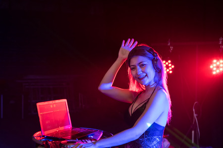 Young people are celebrating the night party entertainment.の写真素材