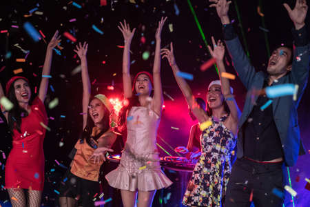 One night in the entertainment venue, people are celebrating the party.