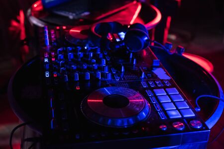DJ is rhythm music with Controller and mixer.の写真素材