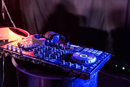 DJ is rhythm music with Controller and mixer.の写真素材