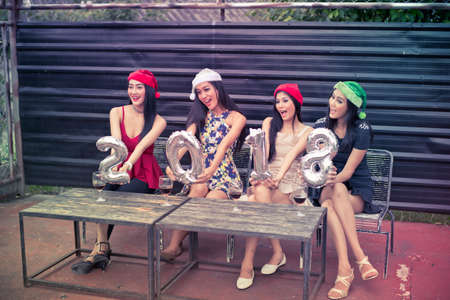 Young people are celebrating New Year's party.の写真素材