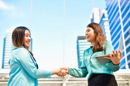 Business Concept, Young business executives succeed in the city.の写真素材