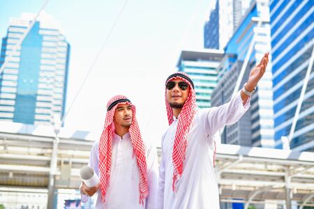 Arab Business Concepts, Arab business people are working in the business district.の写真素材