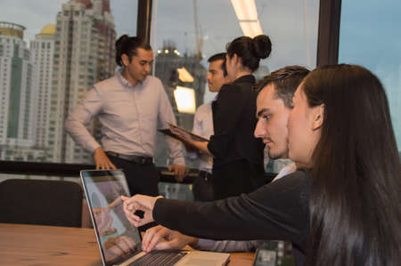 Business Concepts. Businessman is working in office. Business People work happily and relax. The businessmen are serious. Businessmen, they talk and communicate.の写真素材